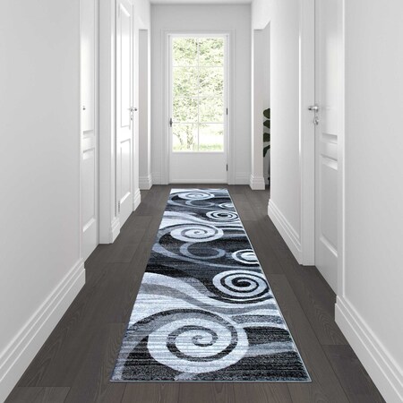 Flash Furniture Gray 2' x 11' Modern Swirl Pattern Area Rug OKR-RG1103-211-GY-GG